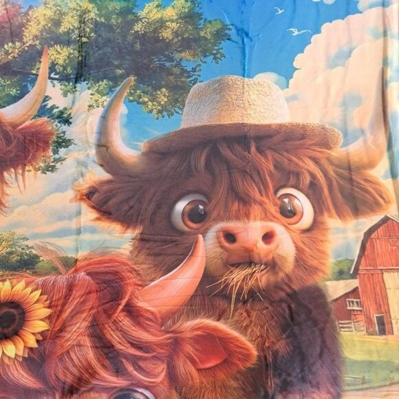 Highland Mini Cow Blanket Calf Sherpa Plush Throw Gift New Farm Barn Scottish - Picture 5 of 9